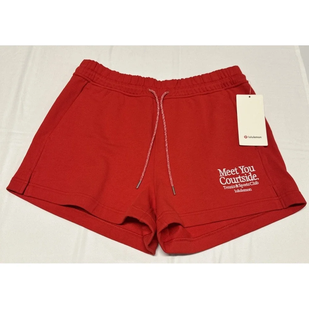 Lululemon Size Large French Terry Graphic Mid Rise Tennis Shorts LURD 3